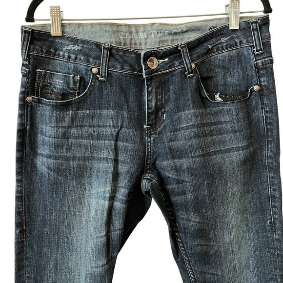 COWGIRL TUFF DIVA STRAIGHT JEANS 31 DARK WASH BLUE RODEO WESTERN FARMCORE - Picture 2 of 12